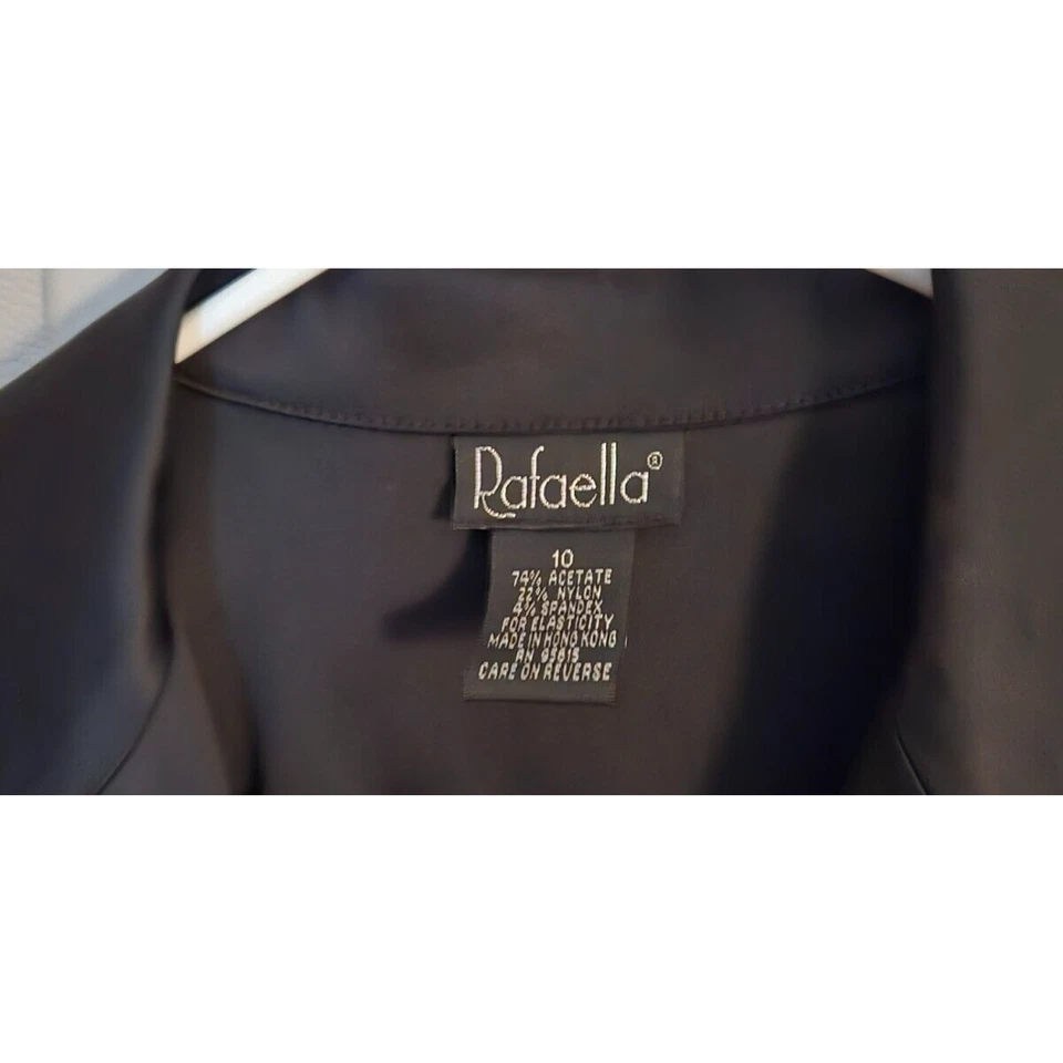 Rafaella 黑色 2 件套西装套装女式裤子 6 码,西装外套 10 码,丝质浅色 — 第 2/4 张图片