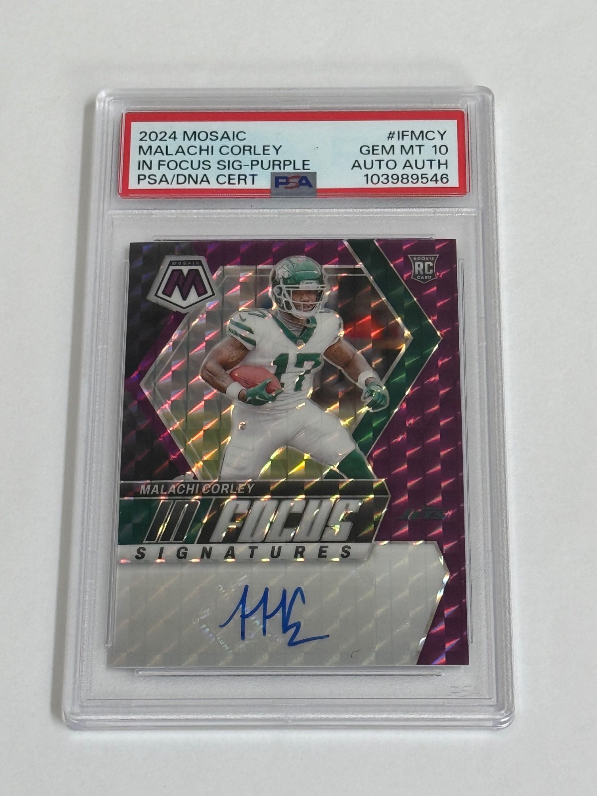 Malachi Corley Panini Mosaic in Focus Signatures #IFMCY Purple