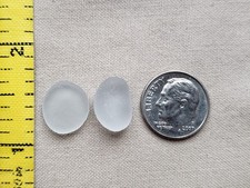 TWO GENUINE BEACH SEA GLASS SURF TUMBLED SILVER GRAY GREY SMOKE FROSTED SMALL T2