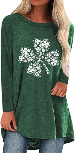 Womens Long Tunics or Tops to Wear with Leggings X-Large, Z-green Shamrocks2