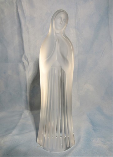 Lalique France Praying Madonna Crystal Glass Figure Statue Signed - Picture 2 of 5