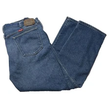 Vintage Wrangler Jeans Men’s Size 35x28 Blue Denim Bootcut Workwear Construction