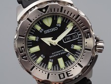 *Mint* SEIKO SKX779 7S26-0350 Automatic Black Monster Mens Vintage Watch Japan