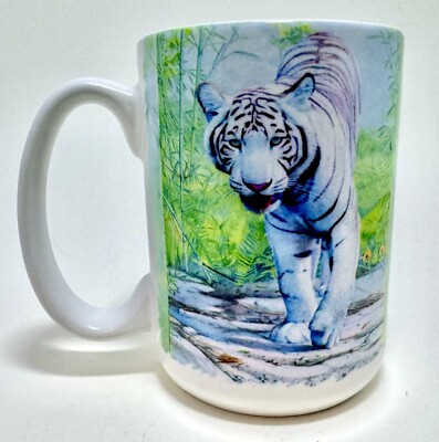 Dylan Scott Pierce Art White Tiger Cuppa Coffee Mug Tea  Art Vintage 11601 USA