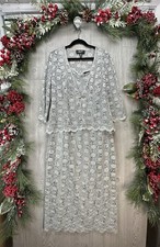 R M RICHARDS 2 Piece Formal Dress Gown Mother of Bride Silver Sequins Size 12