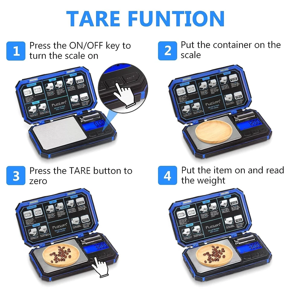 Báscula digital de bolsillo Fuzion TU-X, escala de 200 g/0,01 g gramos con 6 unidades para pers... Foto 4 de 4