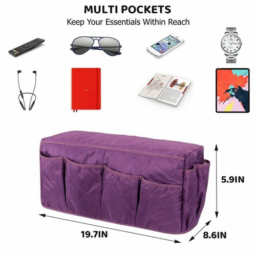 Sofa Arm Rest TV Remote Control Organizer Holder 14 Pockets Chair Couch Bag USA - Picture 4 of 17