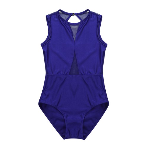 UK Kids Girls Mesh Keyhole Back Ballet Dance Gymnastics Leotard Jumpsuit Costume - Picture 17 of 38