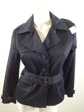 Chelsea & Theodore Womens Black Cotton Blend Belted Button Jacket Coat Size 6