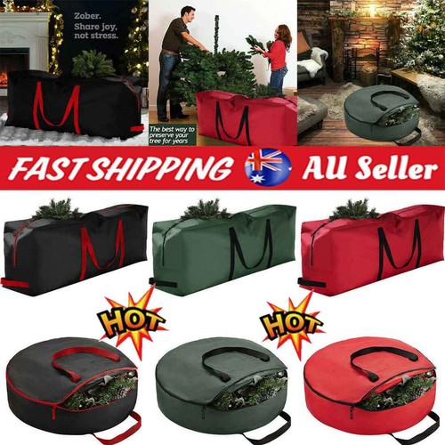 Christmas Wreath Garland Storage Bag Case Round Zipped Decoration Xmas Bag QS - Picture 5 of 26