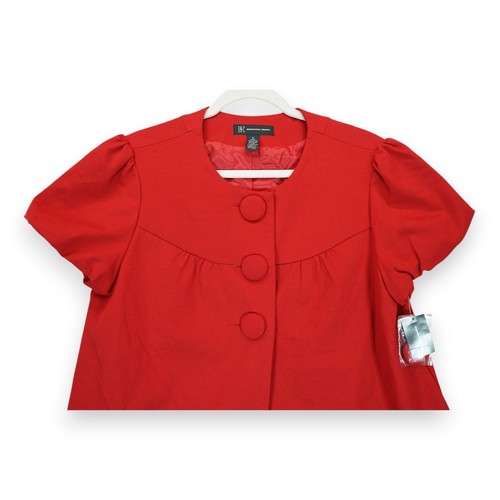 NWT INC International Concepts Jacket Women's Red Big Buttons Puff Sleeves XL - Picture 4 of 5