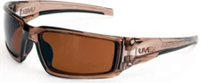 Uvex Hypershock Safety Glasses Smoke Brown Frame and Espresso Polarized Lens