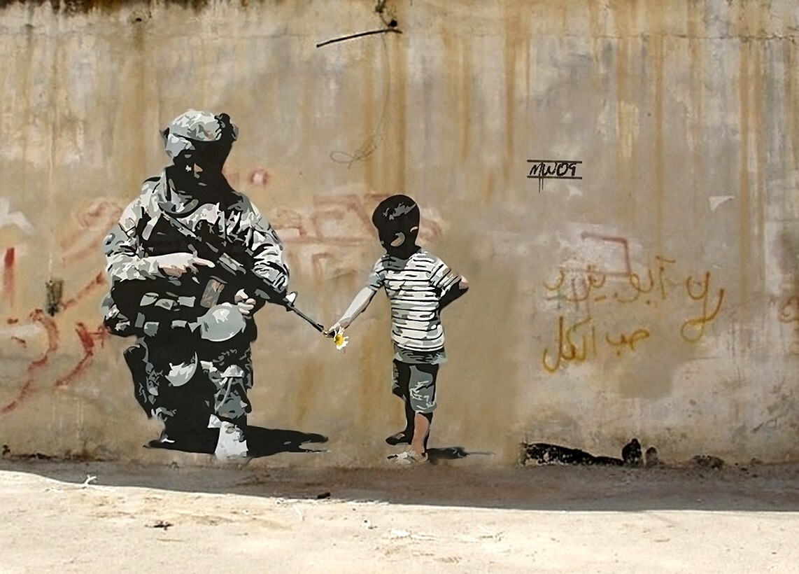 BANKSY FLOWER IN GUN GRAFFITI ART GICLEE PRINT FINE CANVAS