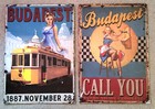 Budapest Hungary 2 (two) tin poster/signs - Call You & 1887 Tram — photo 1