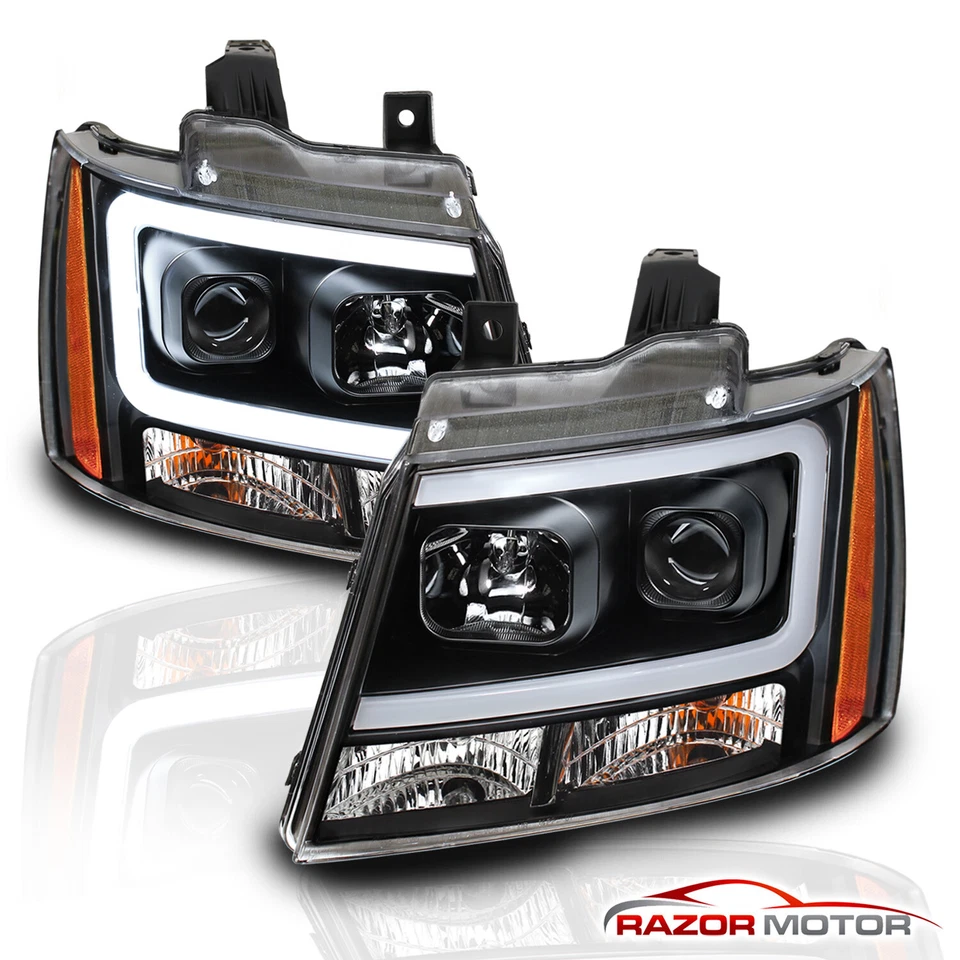 Black LED Tube DRL Headlights Pair For 2007-2014 Chevy Suburban/Tahoe/Avalanche - Image 3 of 4