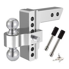 Adjustable Trailer Hitch Fits 2.5 Receiver 6 Droprise Stainless Steel Locks