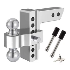 Adjustable Trailer Hitch Fits 2.5" Receiver 6" Drop/Rise Stainless Steel Locks