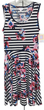 NWT 2.0 LuLaRoe Medium Black White Striped & Floral Nikki Sleeveless Dress