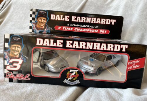 RARE SILVER CAR EDITION Dale Earnhardt Commemorative 7 Time Champion 2 Car Set