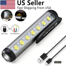 COB LED Flashlight Work Light Magnetic Rechargeable Super Bright Torch Penlight