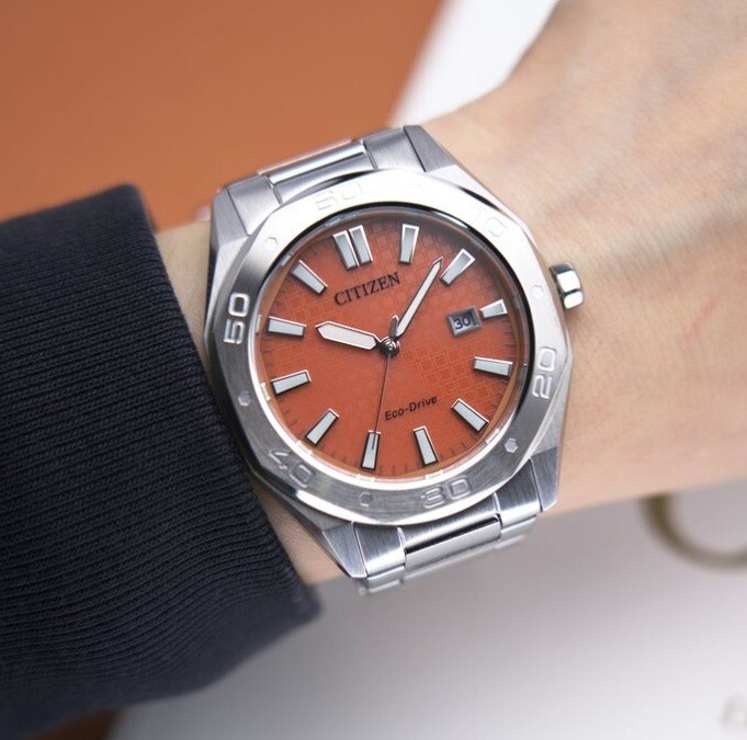 Citizen Eco-Drive BM7630-80Z Orange Analog Octagonal Design