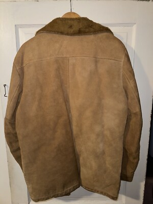 Vintage Sears The Leather Shop Suede Sherpa Fur Coat Jacket 42