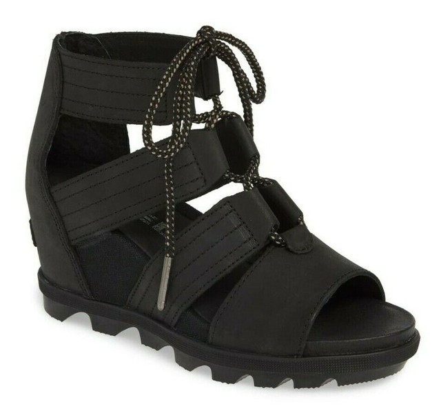sorel joanie wedge sandal black