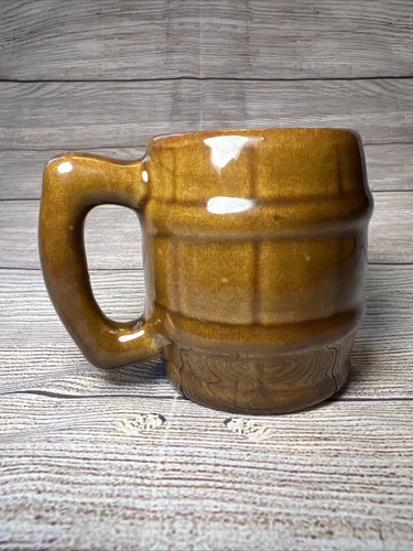 Vtg Van Briggle Pottery Brown Barrel Mug 3.5x2.75” Colorado Small