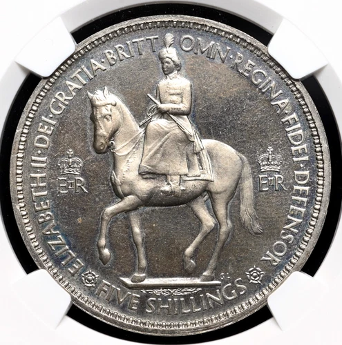 GREAT BRITAIN. 1953 Elizabeth II Coronation Proof Crown, NGC PF66 Cameo