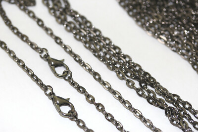 Gunmetal Plated Flat Cable Link Chains Necklace Wholesale Lots Bulk USA Seller
