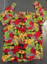 Mens Versace Silk Leaves Shirt 80's Long Sleeve Shirt ( Size Small ) Spain