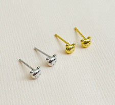 S925 Sterling Silver Gold Silver Tone Cute Tiny Teddy Bear Stud Earrings