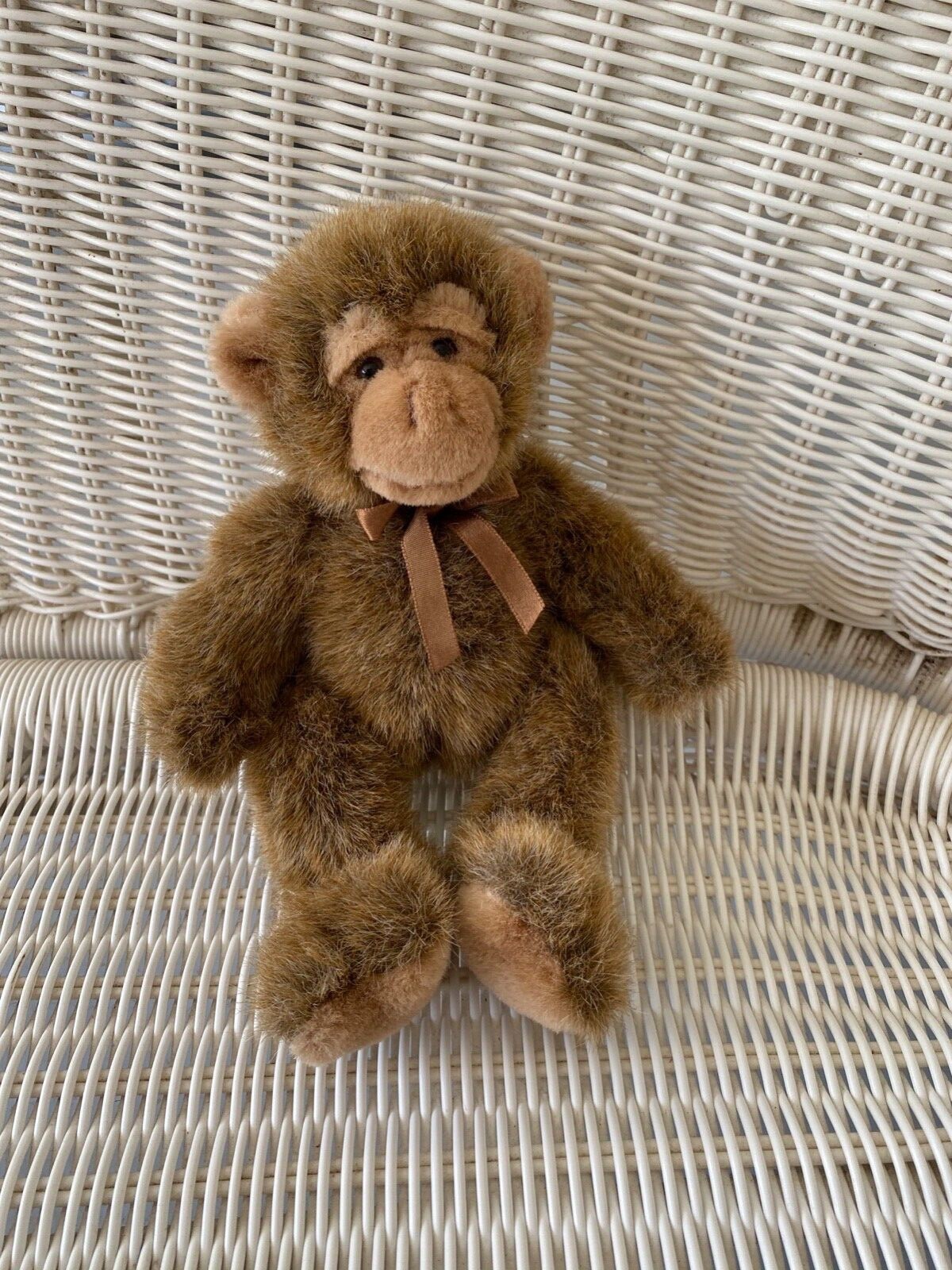 Russ Berrie Monkey Brown Tan Bow Plush Stuffed Animal Toy 9.5" eBay