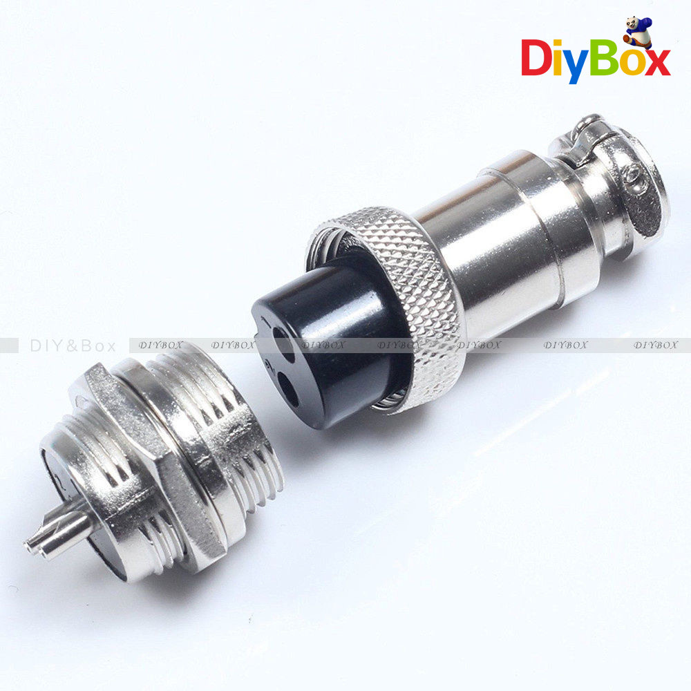 Aviation Plug 2-Pin 16mm GX16-2 Male and Female Panel Metal