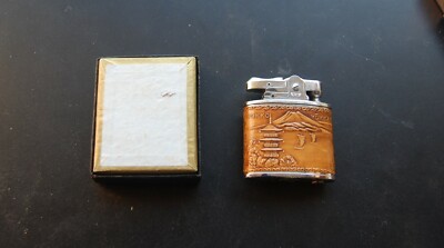 Vintage Ruby K Japanese Cigarette Lighter Brown Japan Scene