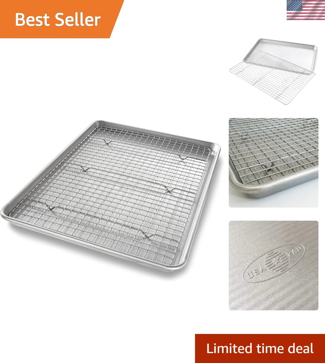 Nonstick Bakeware Set with Half Sheet Pan and Cooling Rack - Oven Safe to 450°F