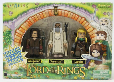 MiniMates- Lord of the Rings - 3-Pack + Secret Figur- Aragorn, Saruman & Legolas