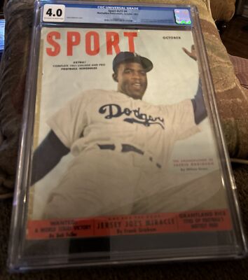 トップス 1940s McKesson Robbins Inc. athletic Sport Magazine 1951 Jackie Robinson CGC 4.0 New Slab
