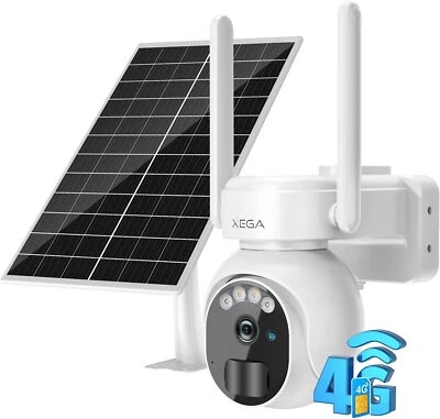 Cámara de Vigilancia Exterior 3G/4G LTE con Tarjeta SIM PTZ Cámara Solar XEGA