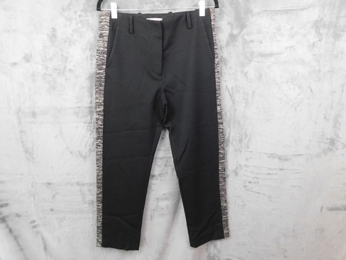 Phillip Lim 3.1 Pants 6 Black Trousers Straight Leg Gray Panels Adjustable Waist