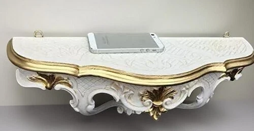 Wandkonsole Weiß Wandablage 45x21cm Hängekonsole Antik Wandregal BAROCK Ablage - Bild 4 von 4