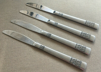 4 Solid Dinner Knives Rebacraft Stainless Japan Reed Barton Medley Floral 82351