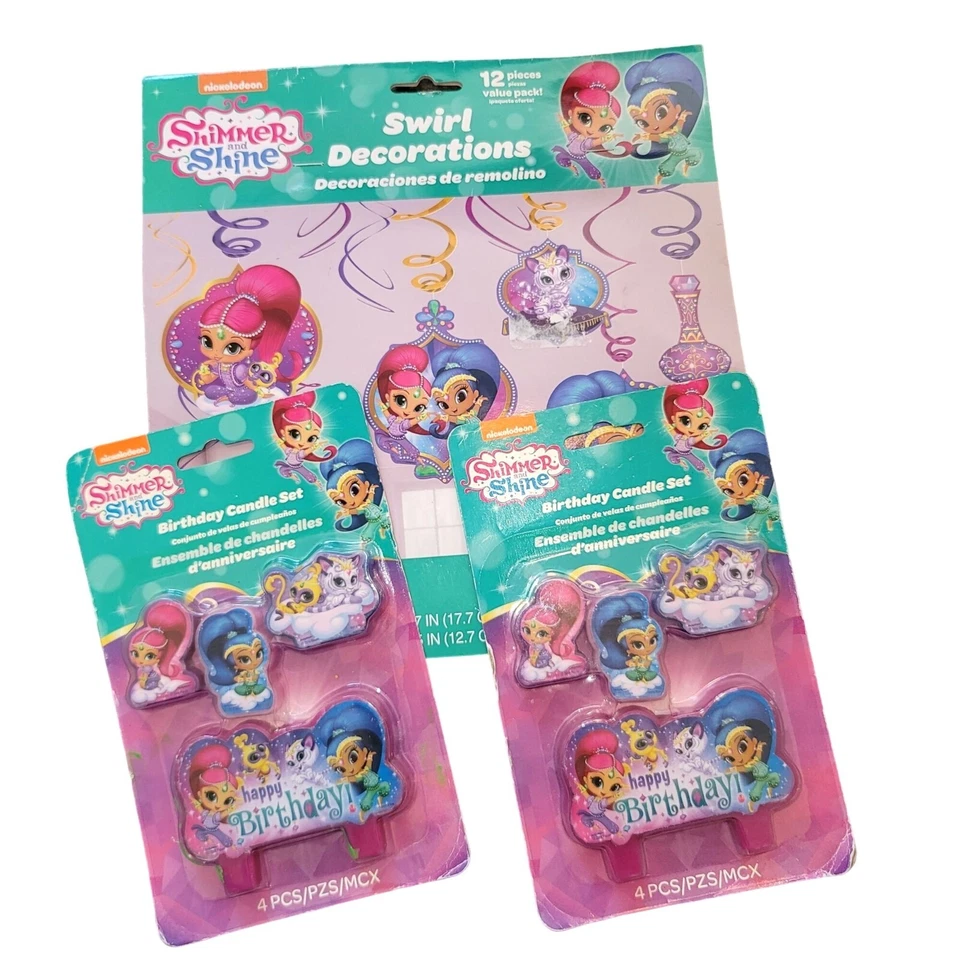 Juego de velas de cumpleaños y decoraciones Shimmer & Shine Swirl Nickelodeon Jr jj3563 Foto 2 de 4