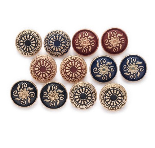 Round Carved Metal Shank Buttons Scrapbooking Clothing Craft Accessories 5Pcs - Picture 8 of 13