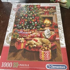 Waiting For Santa 1000 Piece Puzzle High Quality Dog Cat And Fireplace