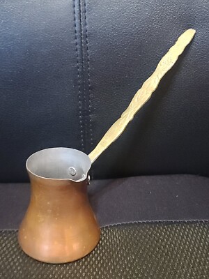 Vintage Copper Ladle Dipper w/ Flower Etched Brass Handle from Turkey 