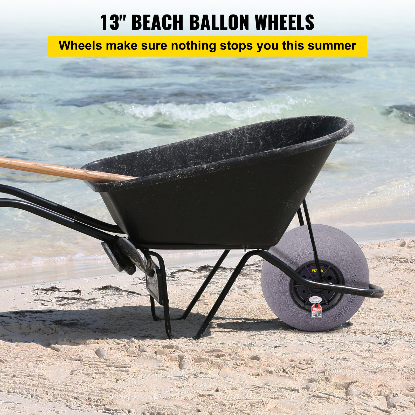 VEVOR Beach Wheels Upgrade 13" Replacement Balloon Sand Tires 2PCS For Kayak