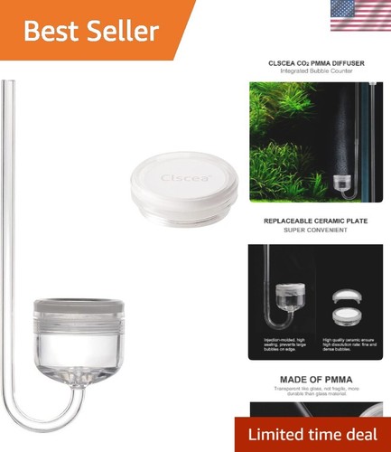 CO2 Diffuser PMMA 1 Piece with Replacement Ceramic Plate for Aquariums