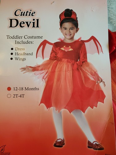 Halloween Kostüm süßer Teufel 12-18 Monate rotes Kleid Stirnband Flügel neu Kleinkind - Bild 1 von 3
