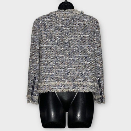 J. Crew Multicolor Tweed & Fringe Zip Front Jacket Size 4 Style# E7274 - Picture 7 of 14